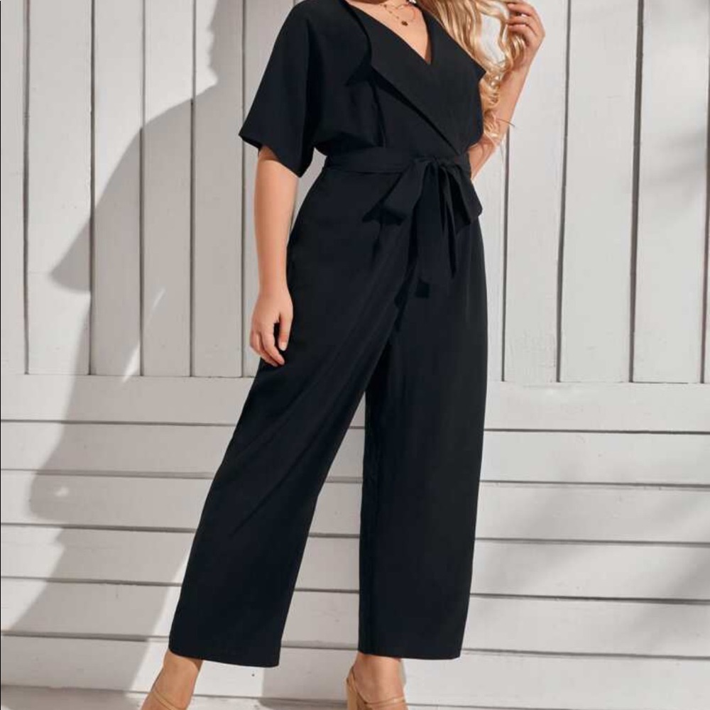 0XL Curve+Plus SHEIN Black Wide Leg Jumpsuit